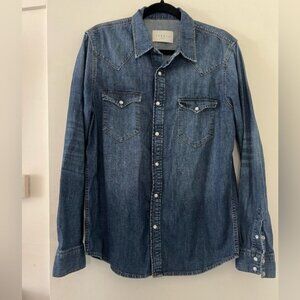 Sandro Denim Button-Up Shirt size L (G132)